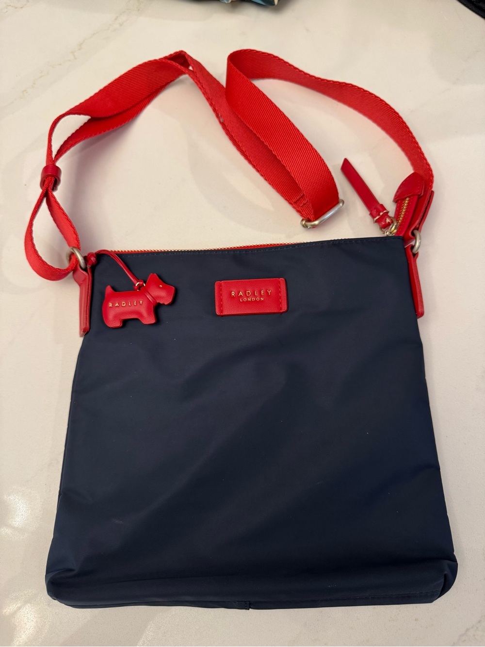 RADLEY LONDON Navy Crossbody with Red Trim and Strap